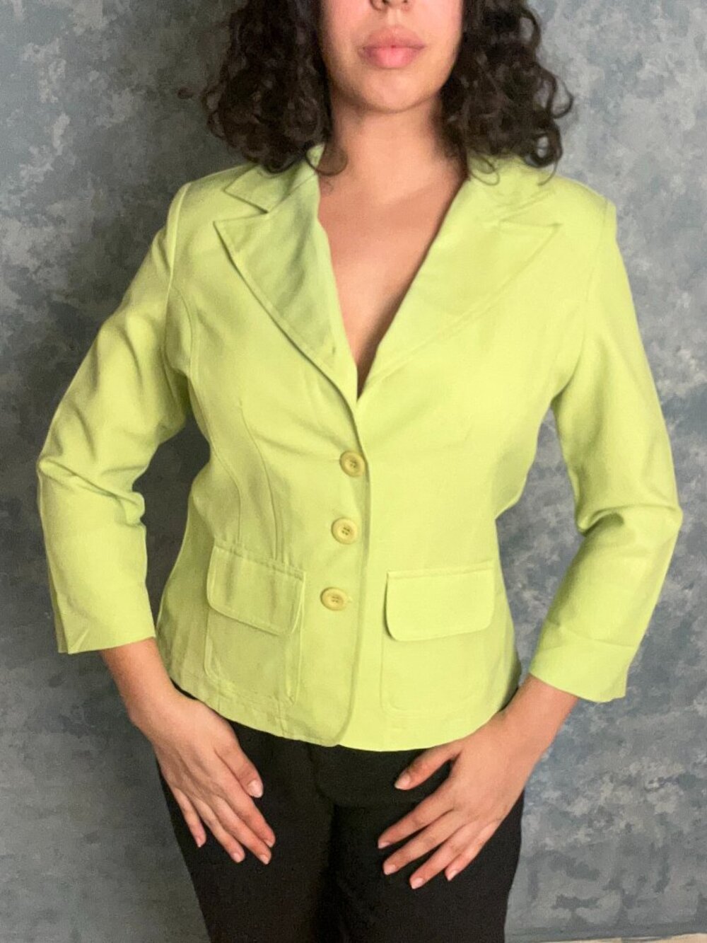 California Grown Lime Green Fitted Blazer Size 10